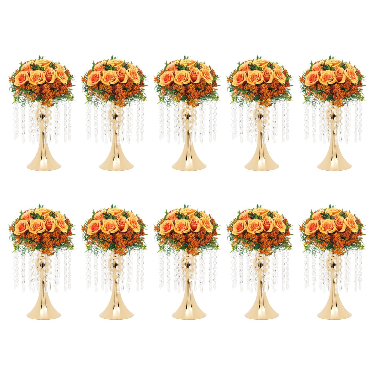 Wedding Centerpieces Silver Vases,10PCS Metal Flower Candle Holder with Sparkling Crystal Beads,Crystal Flower Vase Metal Flowers Stand for Party Tables Decorations (10PCS-Sliver-3)
