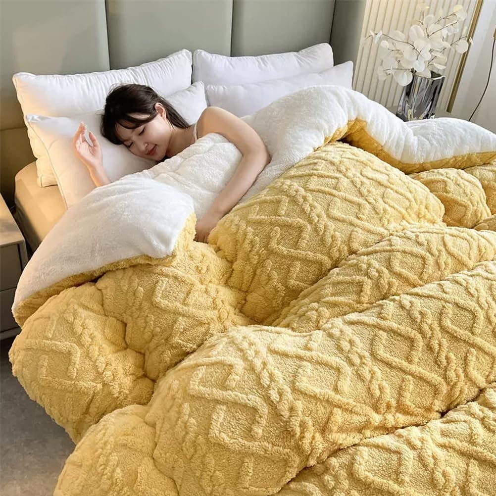 Breathable Warmth Fluffy Plush Double Sided Velvet Blanket,Thickened Super Soft Insulation Hibiscus Winter Quilt, Hibiscus Double Fabrics, for Cold Weather,Purple,180x220cm/4.5kg