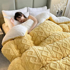 Breathable Warmth Fluffy Plush Double Sided Velvet Blanket,Thickened Super Soft Insulation Hibiscus Winter Quilt, Hibiscus Double Fabrics, for Cold Weather,Yellow,200x230cm/5k