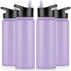 32 oz Insulated Water Bottle Bulk 8 Pack, Stainless Steel Sports Water Bottles with Straw Lid & Wide Mouth Lids, Double Walled Vacuum, Leak Proof, White