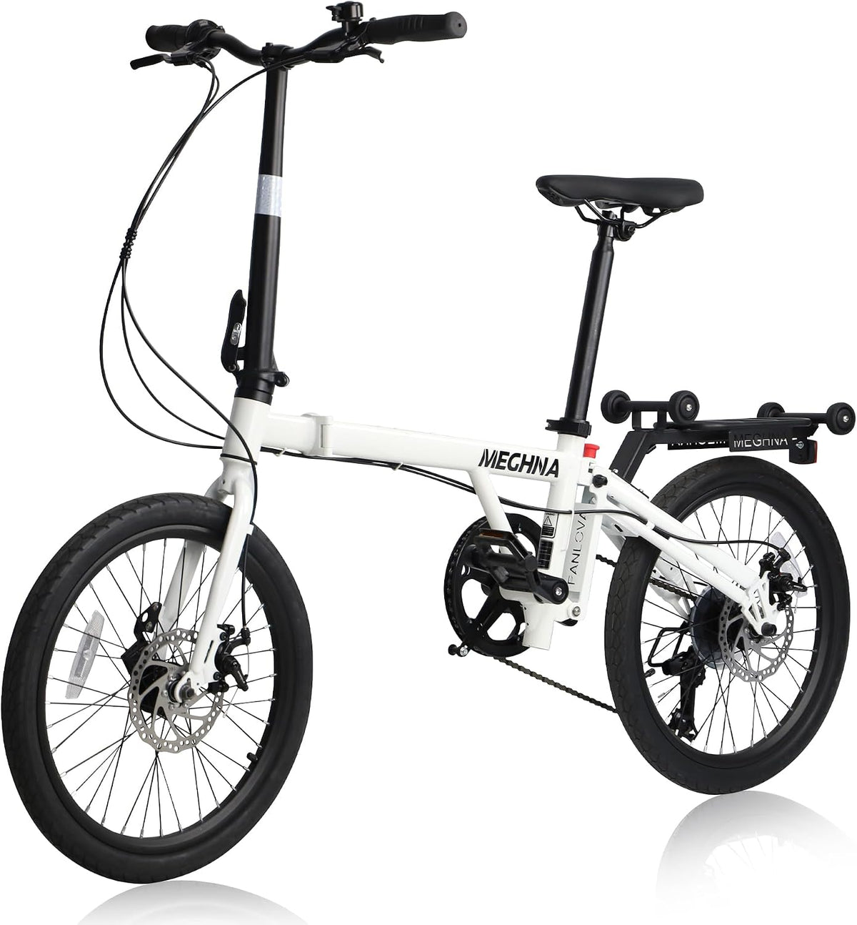 20 Inch Folding Bike, 7 Speed Commuter Bicycle, Dual Disc Brakes