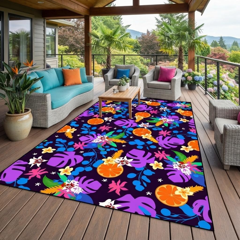 White Pink Beige Gentle Elegant Outdoor Floral Rugs 9x12 Contemporary Aesthetic Texture Thin Non Slip Durable Indoor Outside Carpets for Garden Backyard Balcony Patio Deck Veranda Deck Mats