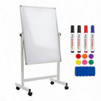 Double-Sided Magnetic Dry Erase Rolling Whiteboard on Wheels