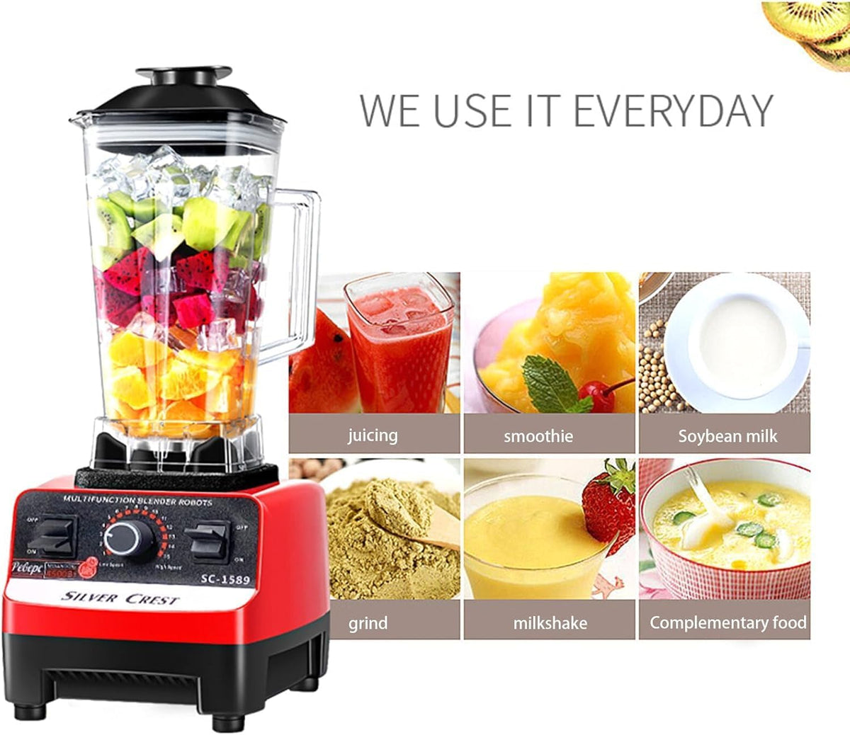 Heavy Duty Professional Blender, Peak 2200W Commercial Grade Bar Blender With 70Oz Container For Shakes, Smoothies, Ice Crushing, Frozen Fruits, Soups, Dry Grinding (Black)