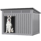 Fancyango Large Dog House with Weatherproof Roof for Indoor & Outdoor Use - Big Dog House for Large Medium Dogs(42.8" L x 33" W x 31.5" H) Grey