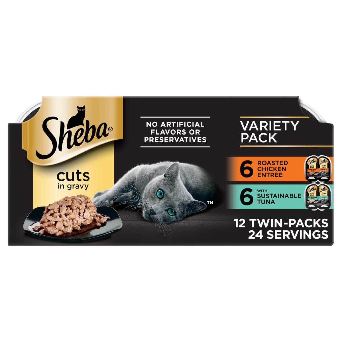 Sheba Perfect Portions Cuts Wet Cat Food, Variety Pack, 2.6 oz, 48 ct