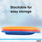 Superio Toboggan Snow Sleds for Kids and Adults, 2 Pack Heavy Duty Plastic Sliders with Handles and Hole for Pull Ropes- Kid and Adult Winter Fun