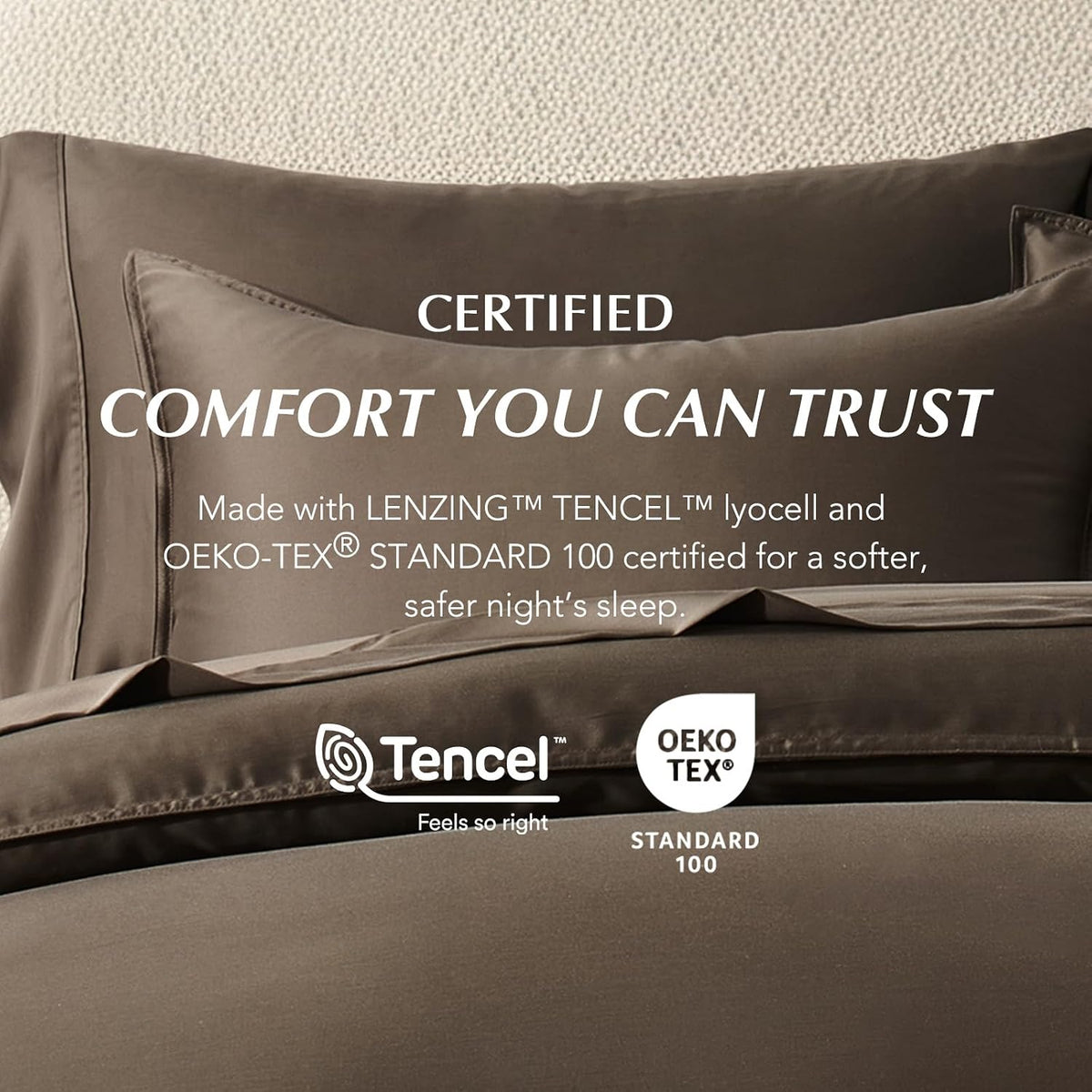 EverGrace Tencel™ Sateen Duvet Cover Set, King Size, Espresso Brown