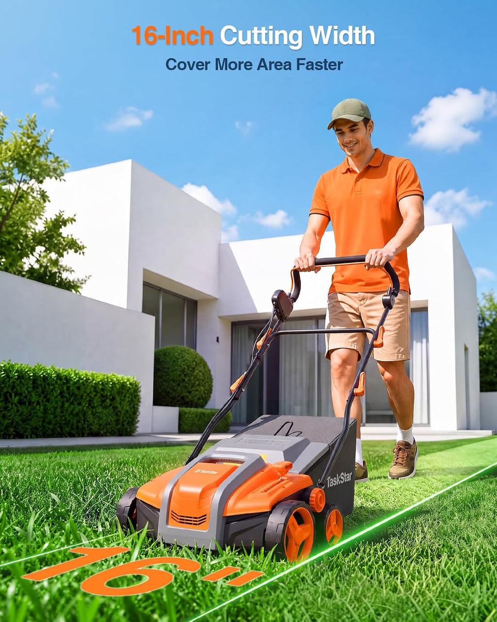 TaskStar Dethatcher and Scarifier, 16 Inch Lawn Dethatcher with Thatch Rake