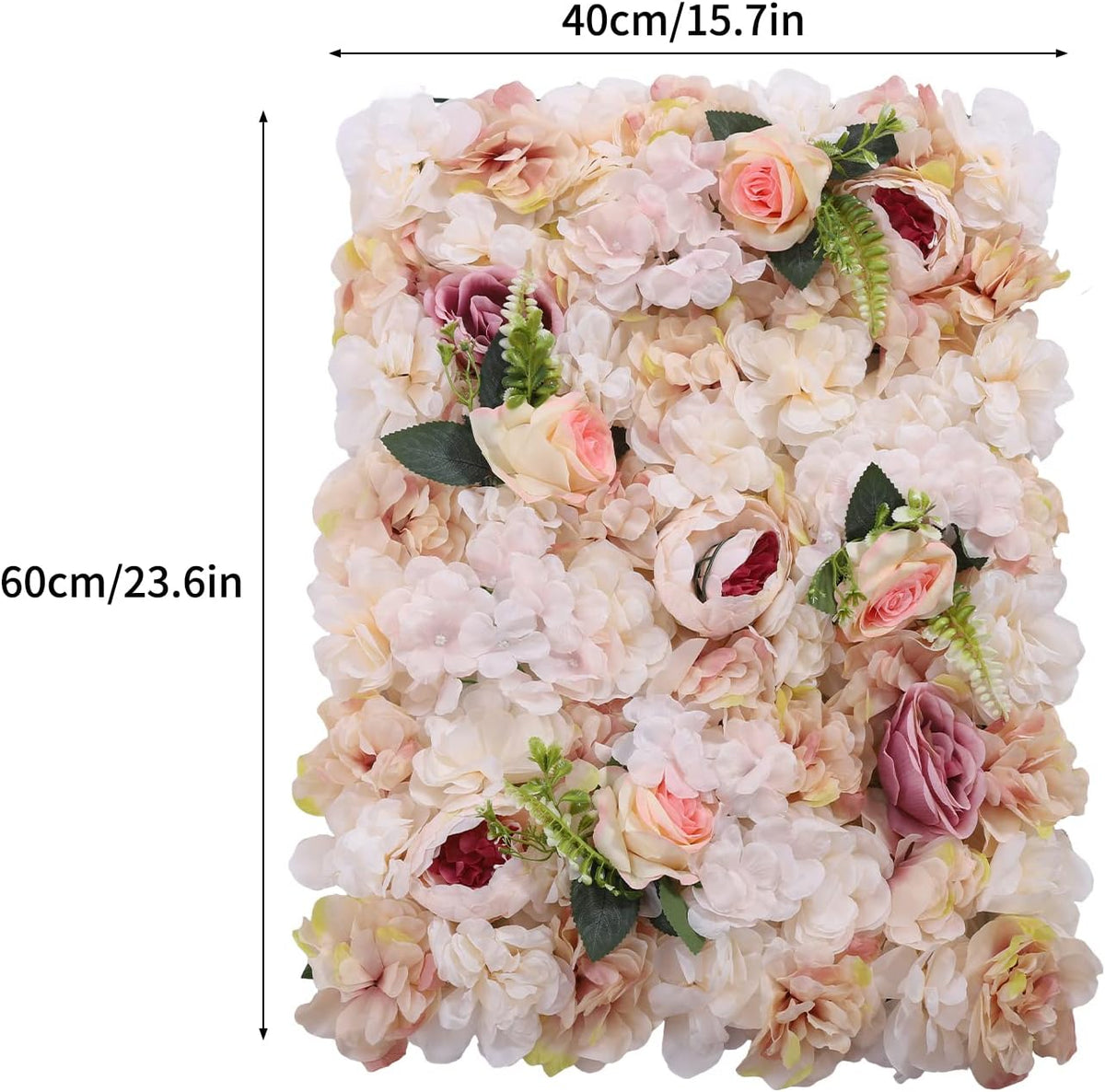 Pink Yellow Flower Wall Panels, Artificial Peony Rose Backdrop, 6Pcs 3D Silk Floral Panels for Wedding Decor, Party Background, Home Wall Decoration (40x60cm)