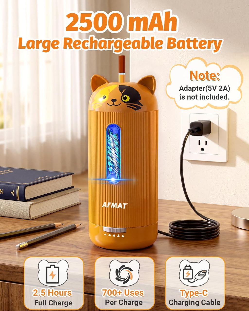 AFMAT PSJ5 Electric Pencil Sharpener, Fully Automatic, for 6.5-12mm Pencil