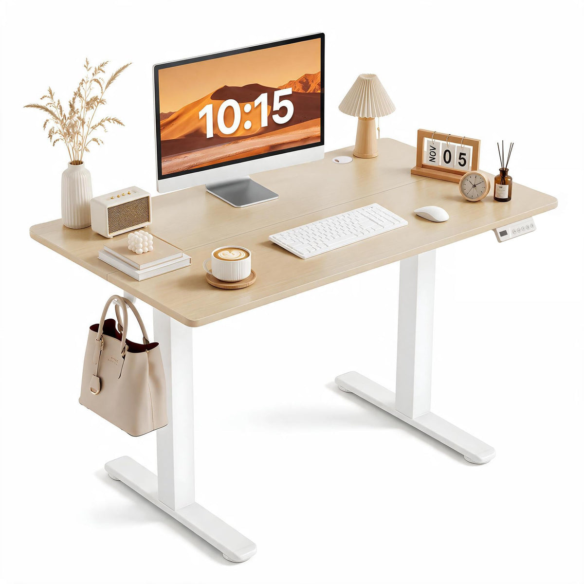 Claiks 32 x 19 Inch Rustic Brown Electric Standing Desk
