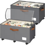 Foyego 2 Pack Shoe Organizer for Closet, Shoe Storage with Wheels, Gray