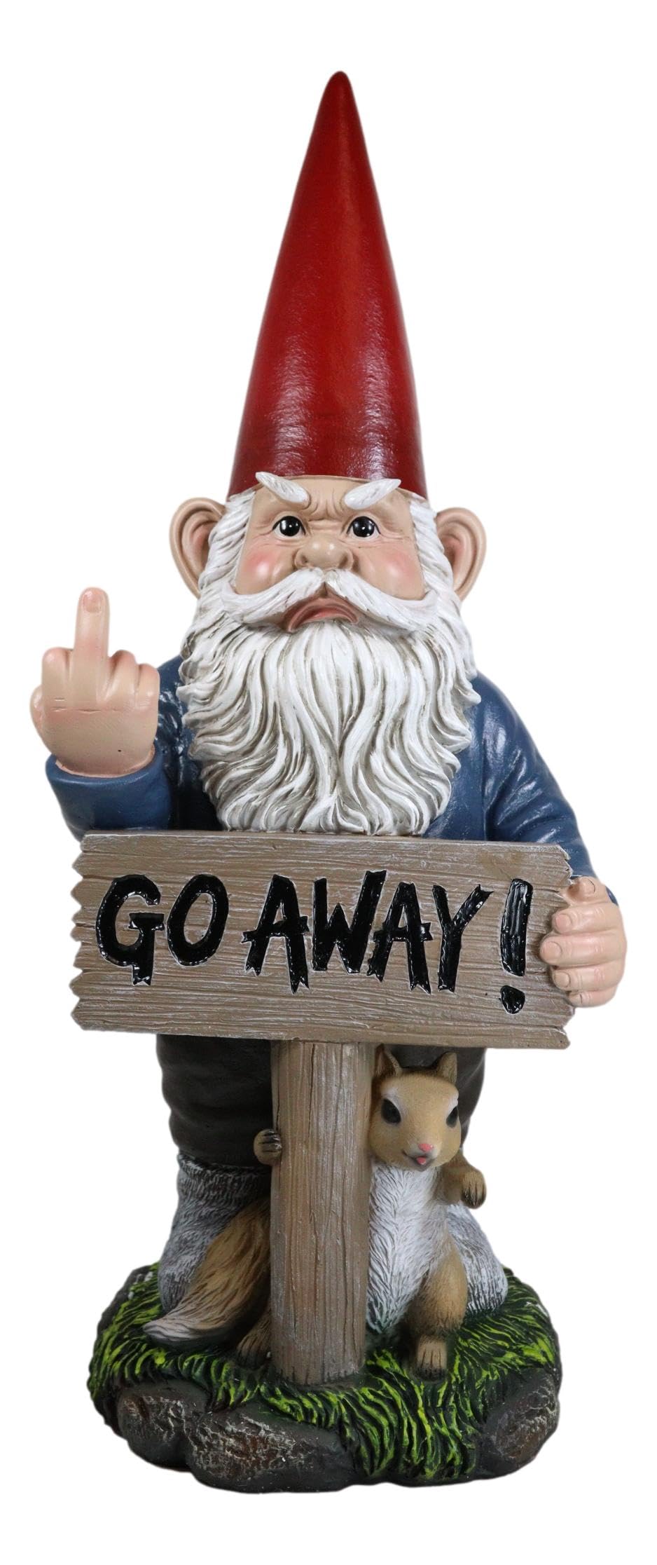 Ebros Garden Greeter Go Away! Unwelcome Gnomes Flipping Double Birds Statue Patio Outdoor Poolside Garden Figurine As Whimsical Decor Magical Fantasy Gnome (Set of 2 Rude Gnomes)