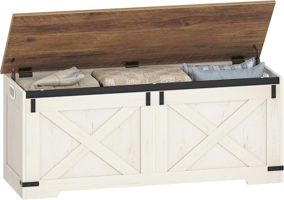 Hzuaneri 59 inches Farmhouse Storage Chest and Bench | 70 Gal | 330lb Seat