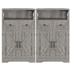 Farmhouse Storage Cabinet with Drawers, Small Kitchen Pantry Cabinet, White