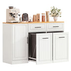 ZIFTY Pull Out Trash Can Cabinet for 13 Gallon Bin, Laundry Hamper, White