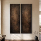 Large Framed Beige Cream Abstract Vertical Wall Art for Hallway, 2 Piece