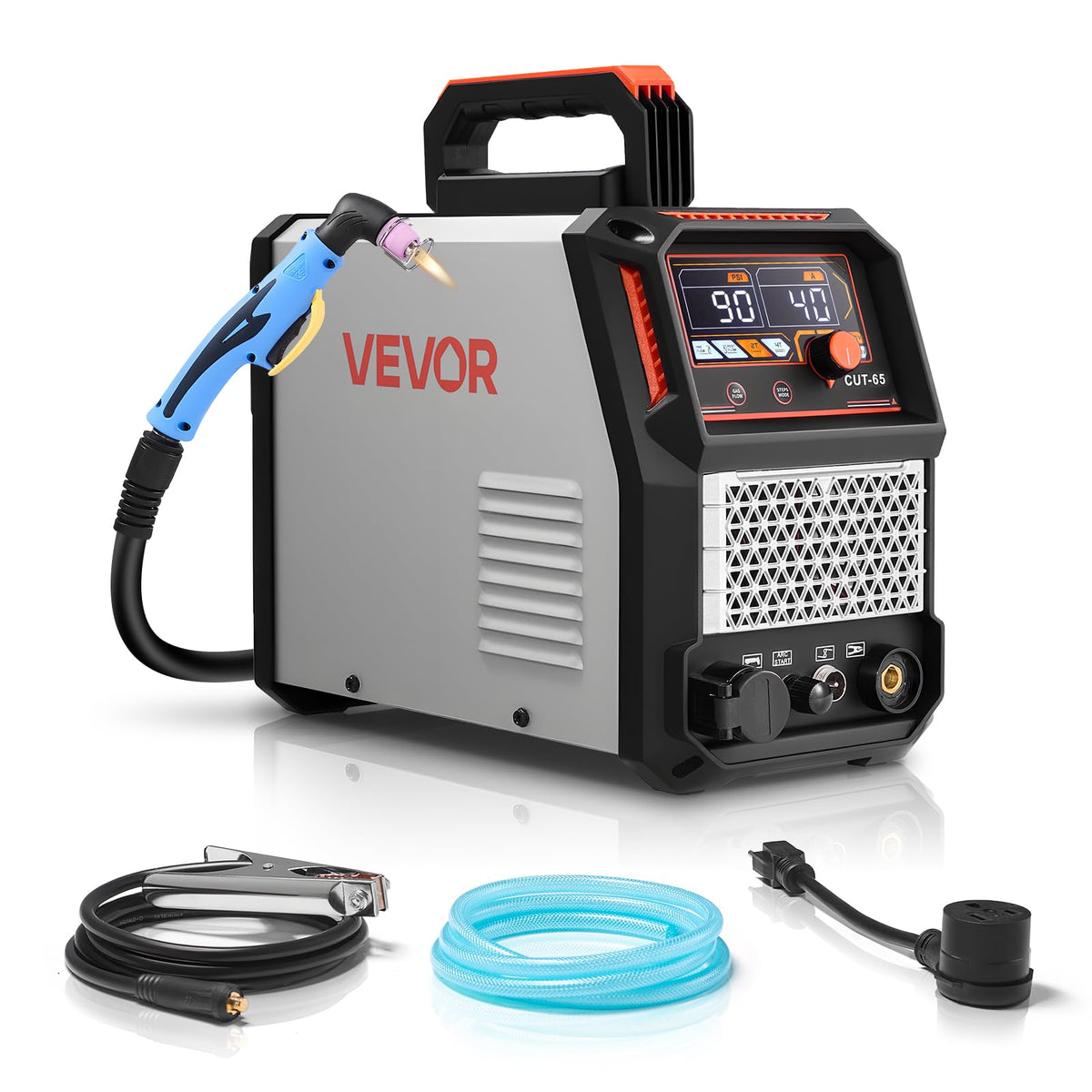 VEVOR Plasma Cutter, 65A Non-Touch Pilot Arc Plasma Cutting Machine, 110V/220V Dual Voltage Digital Display IGBT Inverter - with 2T/4T Function & Adjustable PA/PT Time for Home Repairs, Workshops