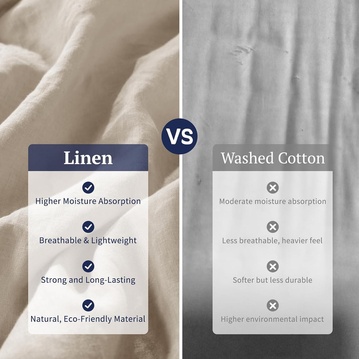 Shilucheng 100% Linen King Duvet Cover Set, Linen