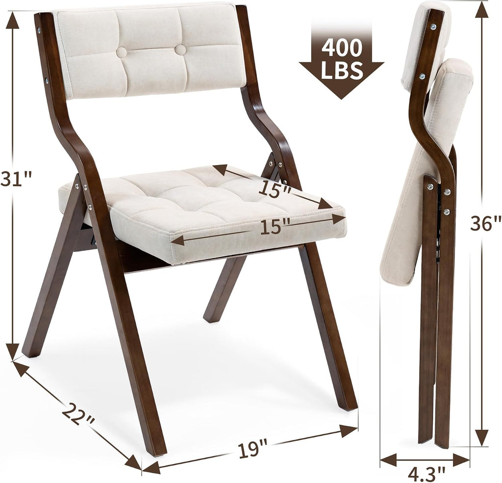 HOMEFUN Folding Chairs with Cushion, Folding Dining Chairs, 2 Pack