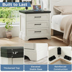 DUMOS Farmhouse Nightstand with Built-in Charging Station & USB Ports