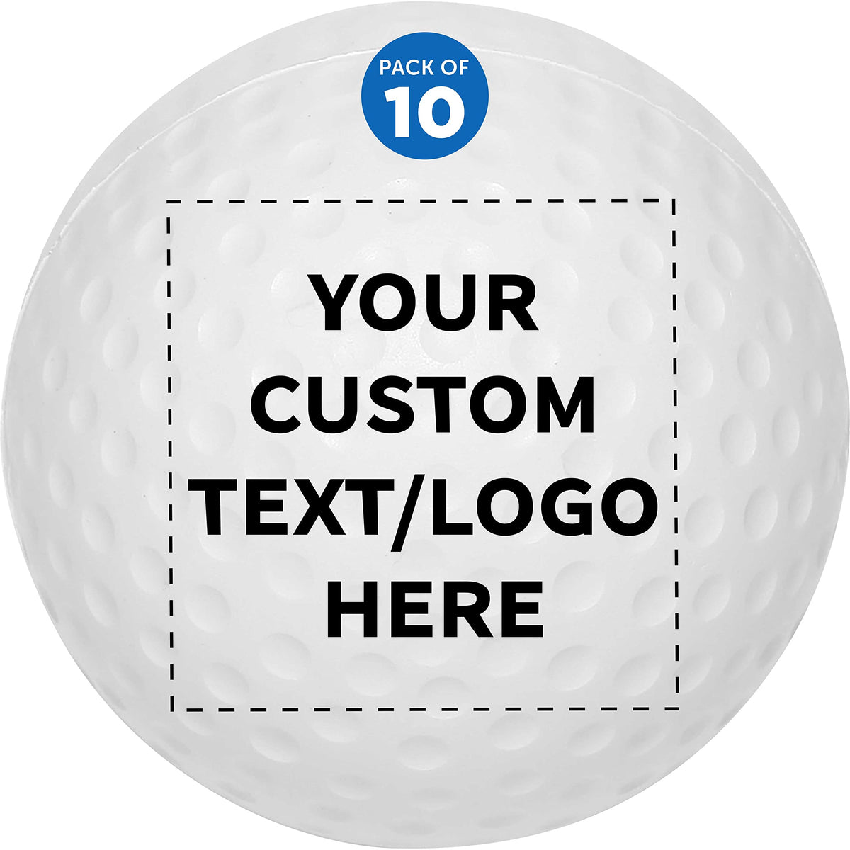 DISCOUNT PROMOS Custom Golf Shaped Squeeze Balls Set of 50, Personalized Bulk Pack - Perfect for Promotional Giveaways - White