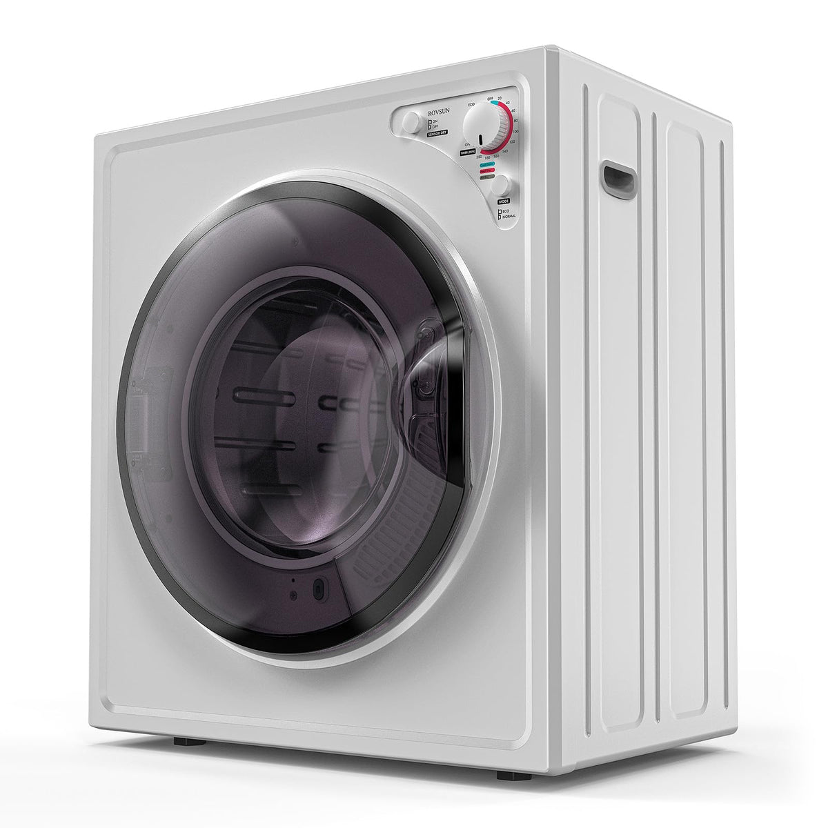 ROVSUN 110V Portable Clothes Dryer, High End Laundry Front Load Tumble Dryer Machine with Stainless Steel Tub & Simple Control Knob for Apartment, Dorm-850W, White