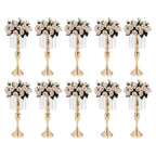 Wedding Centerpieces Silver Vases,10PCS Metal Flower Candle Holder with Sparkling Crystal Beads,Crystal Flower Vase Metal Flowers Stand for Party Tables Decorations (10PCS-Sliver-3)