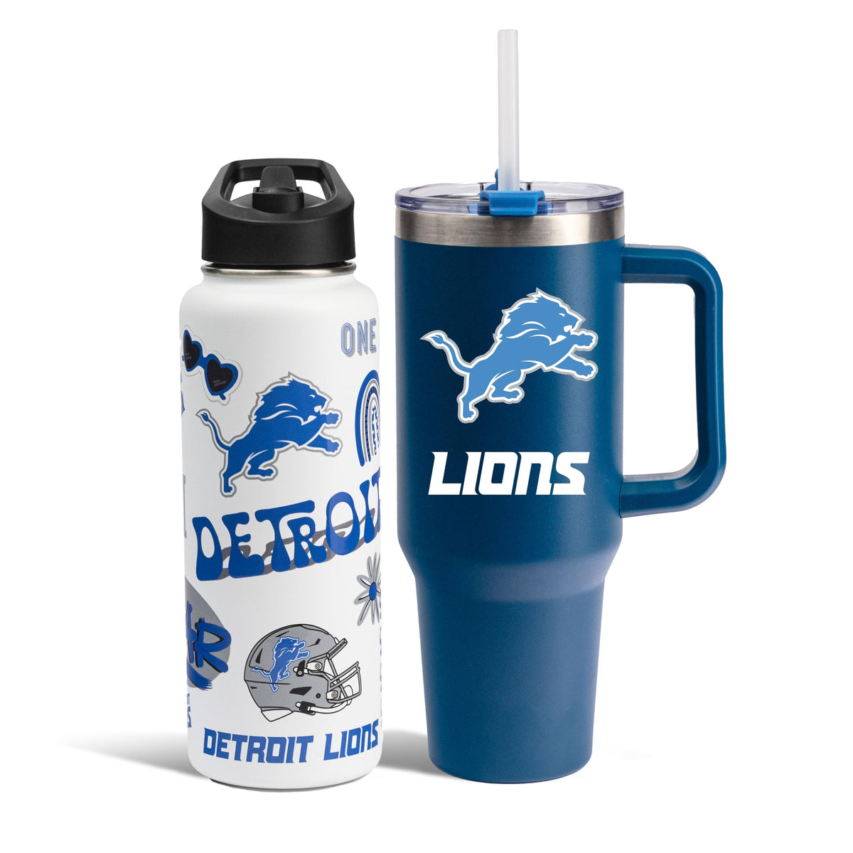 The Memory Company Officially Licensed NFL 2-Pack Stainless Steel Tumbler Set, 34oz Team Spirit Water Bottle & 40oz Game Day Tumbler with Lid and Straw, BPA-Free Materials, Convenient Straw Design