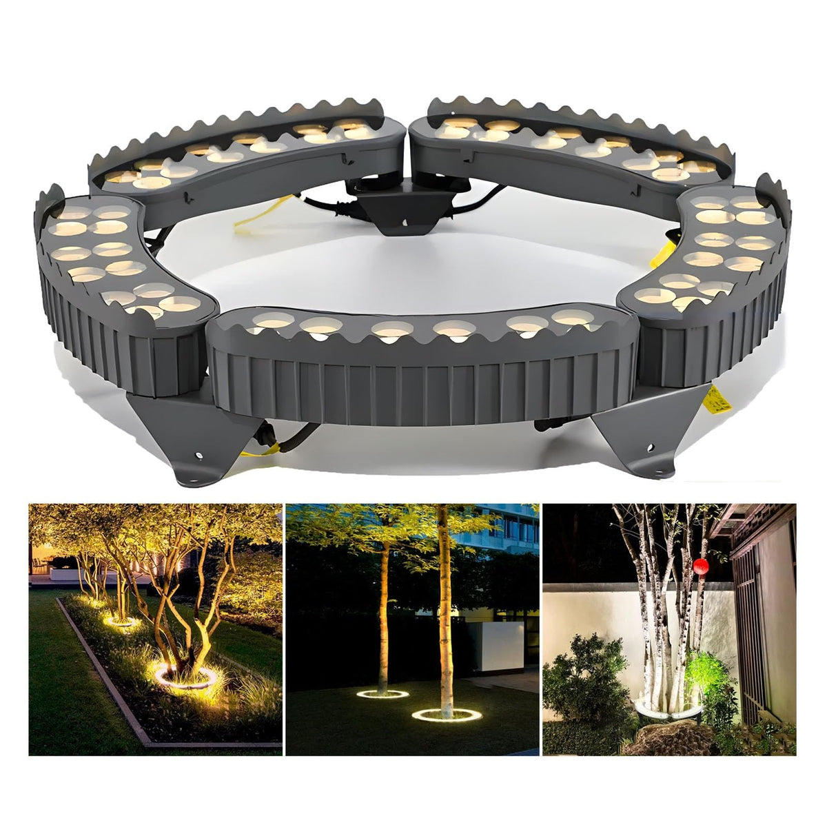 Outdoor Garden Lights, LED Low Voltage Landscape Tree Ring Lights, Palm Tree Lights, IP65 Weatherproof(Warm White Light,Pack of 6)
