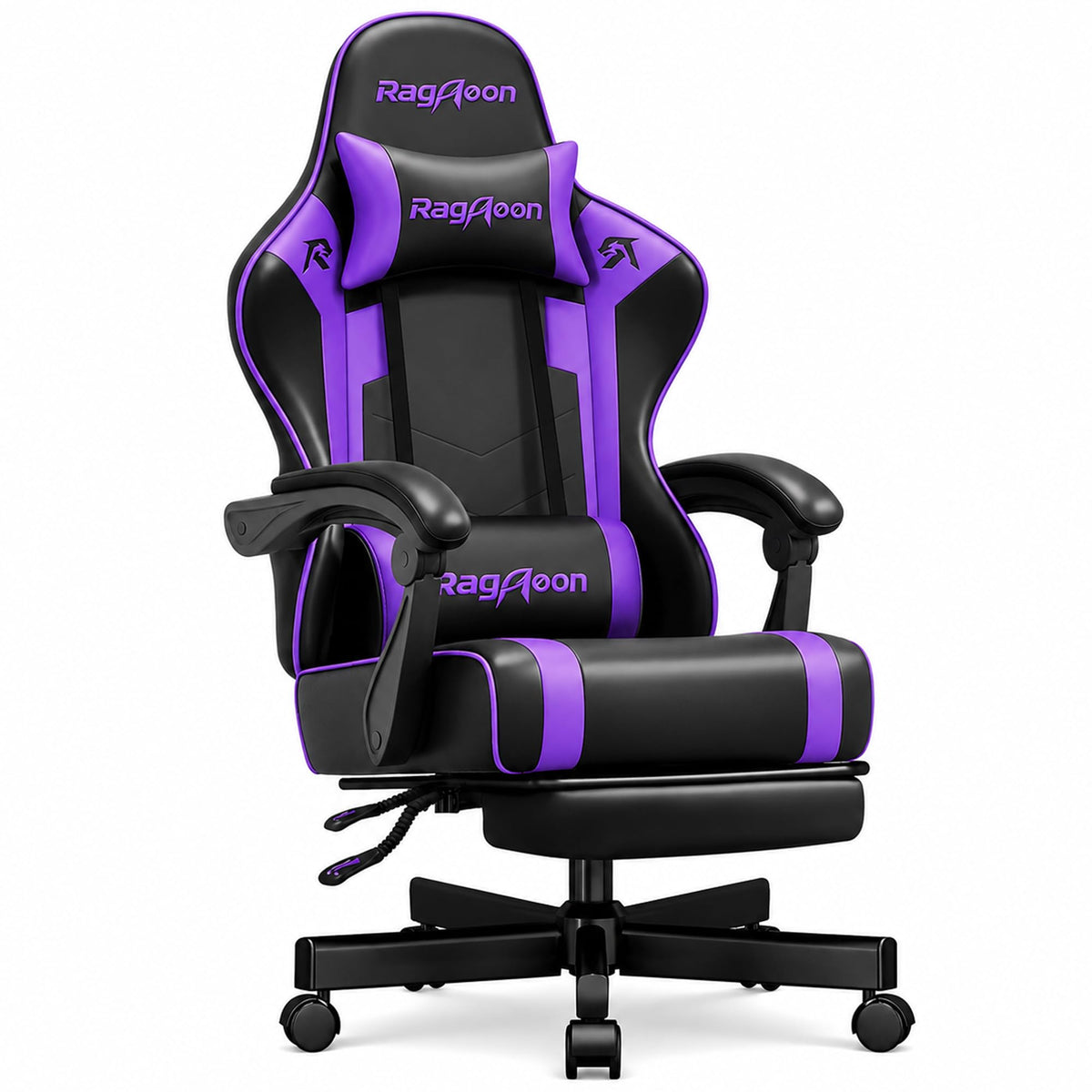 Video Gaming Chair for Adults with Footrest, Ergonomic PC Chair,Jet Black