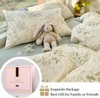 4pcs Duvet Cover Set- 100% Cotton Comfort Duvet Cover Set,Include a Duvet Cover,a Deep Pocket Fitted Sheet,2 Pillow Shams Home Bedding with Zipper Closure for All Season (Queen, Floral)