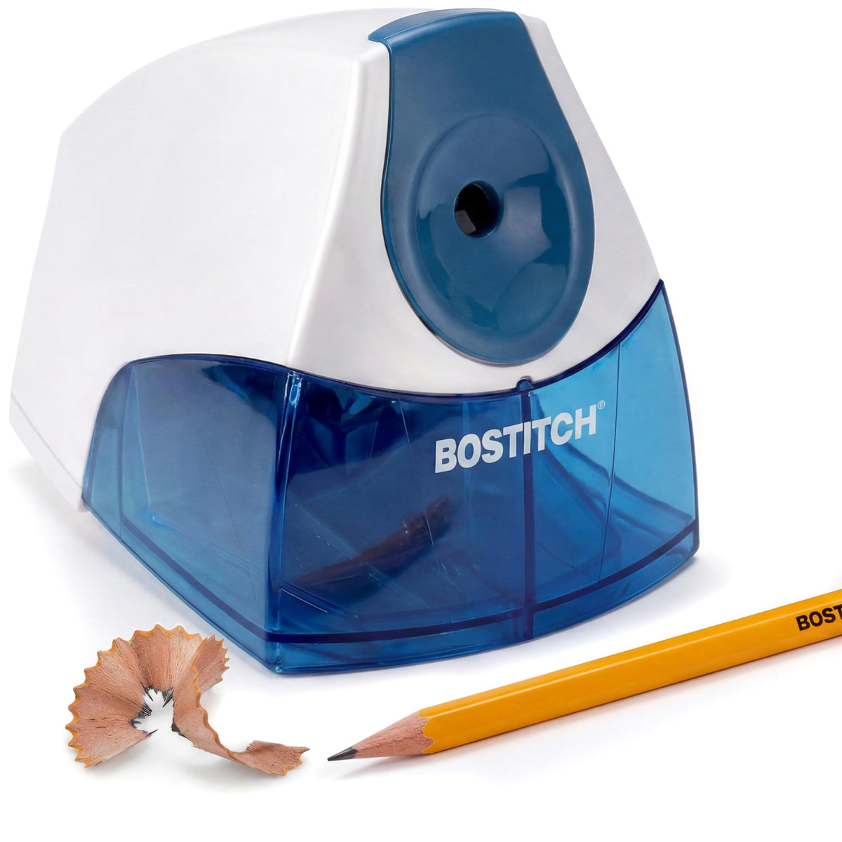 Bostitch Office Electric Pencil Sharpener for Classroom & Desk Use, Heavy-Duty Stall-Free Motor, High-Capacity Shavings Tray, Blue (Pack of 6)