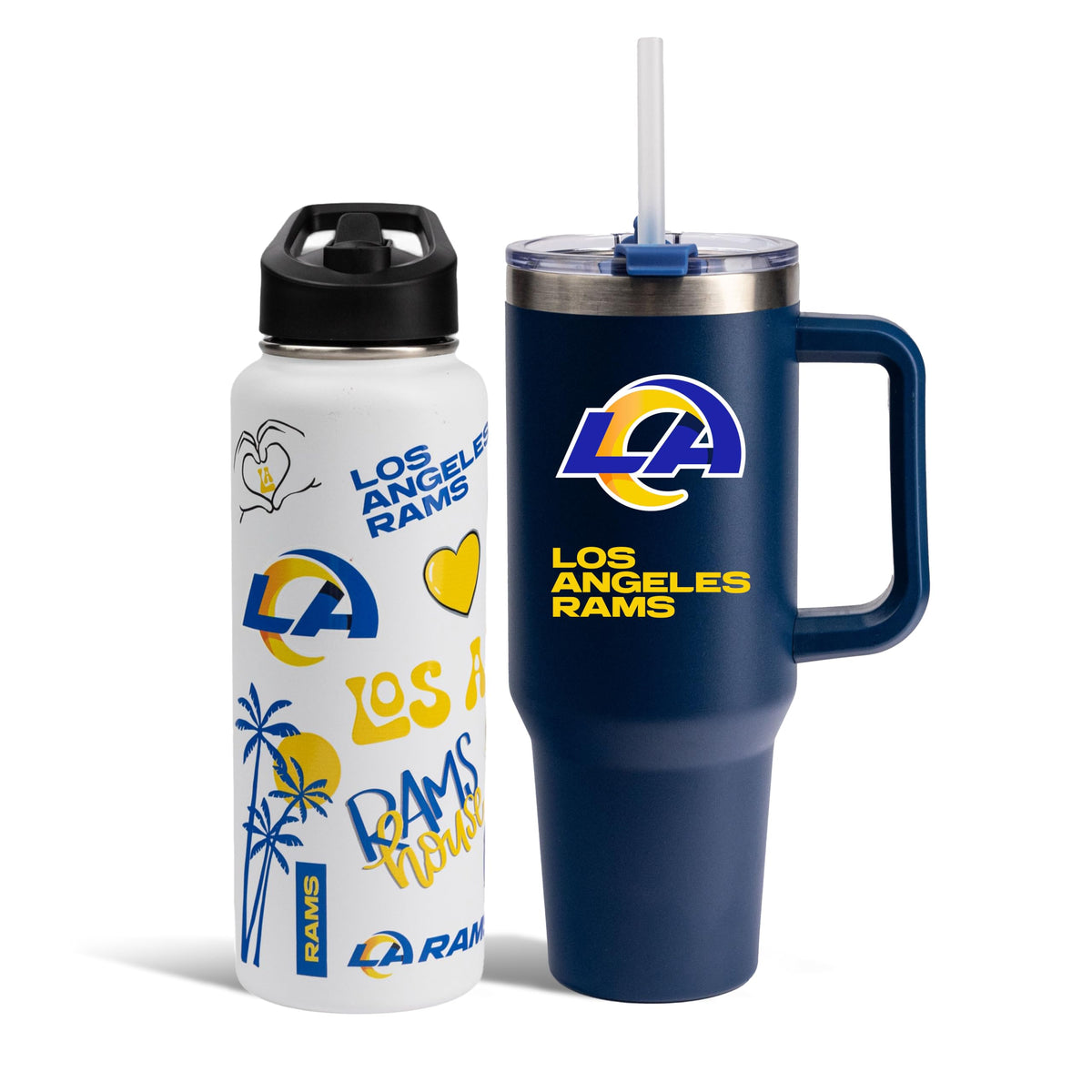 The Memory Company Officially Licensed NFL 2-Pack Stainless Steel Tumbler Set, 34oz Team Spirit Water Bottle & 40oz Game Day Tumbler with Lid and Straw, BPA-Free Materials, Convenient Straw Design
