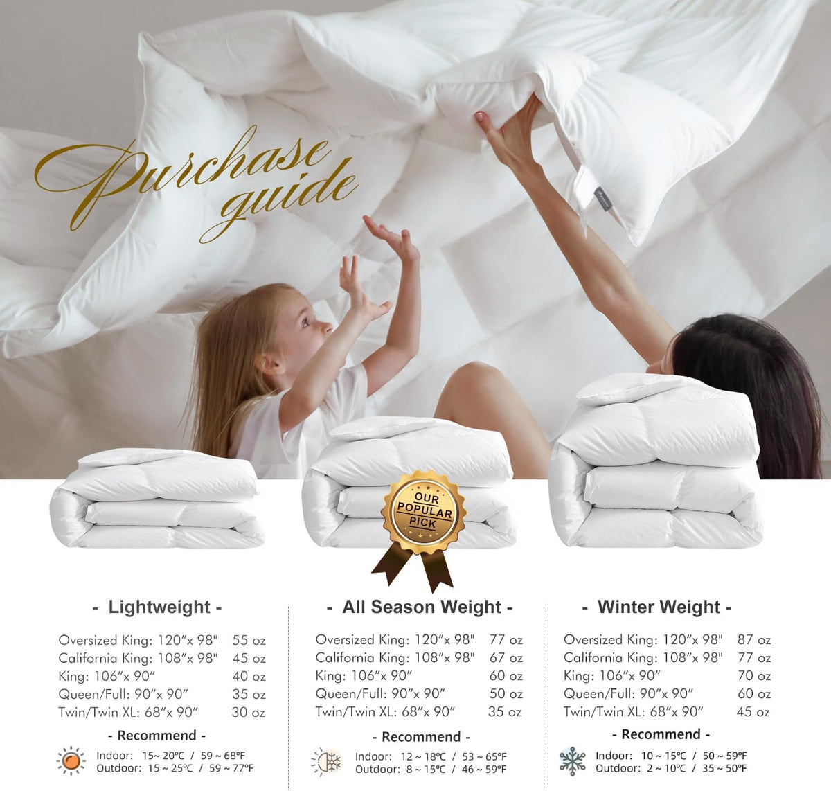 Royoliving Premium Feathers Down Comforter King Size Duvet Insert