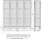 TEAKMAMA Room Divider, Room Divider with Shelves, 4 Panel,Distressed White