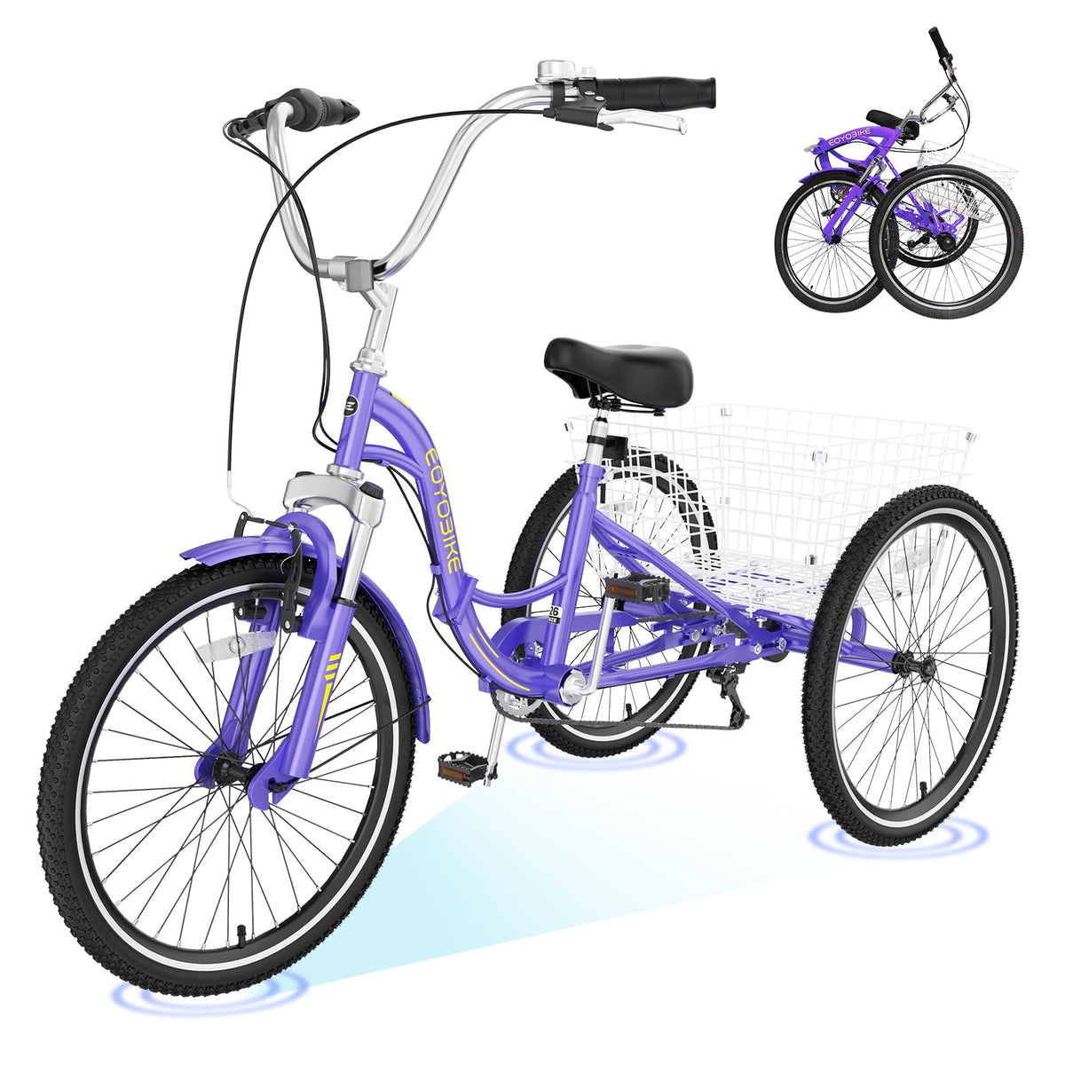 ABORON Adults Tricycle, 3 Wheels Bike for Adult, Tricycle for Adults, Double-Wall Wheel Rims, Tricycle for Women Men Exercise Outdoor Sports