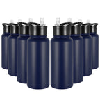 32 oz Insulated Water Bottle Bulk 8 Pack, Stainless Steel Sports Water Bottles with Straw Lid & Wide Mouth Lids, Double Walled Vacuum, Leak Proof, White