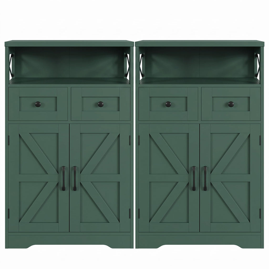Farmhouse Storage Cabinet with Drawers, Small Kitchen Pantry Cabinet, White