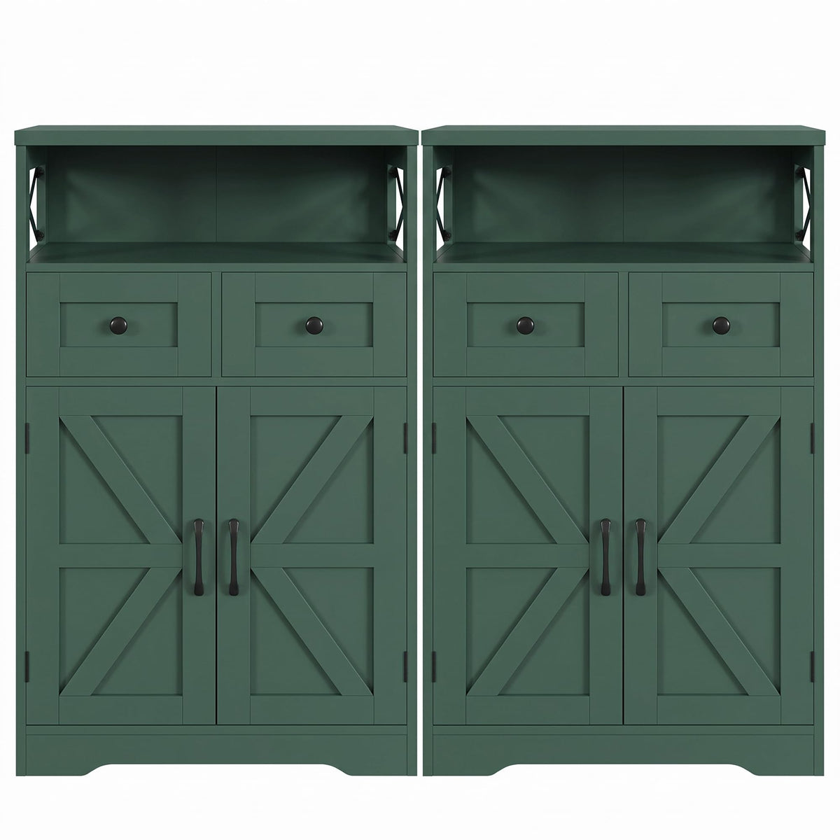 Farmhouse Storage Cabinet with Drawers, Small Kitchen Pantry Cabinet, White