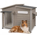 Ketive 55" Extra XL Wooden Outdoor Dog House with Iron Frame for Large Dogs