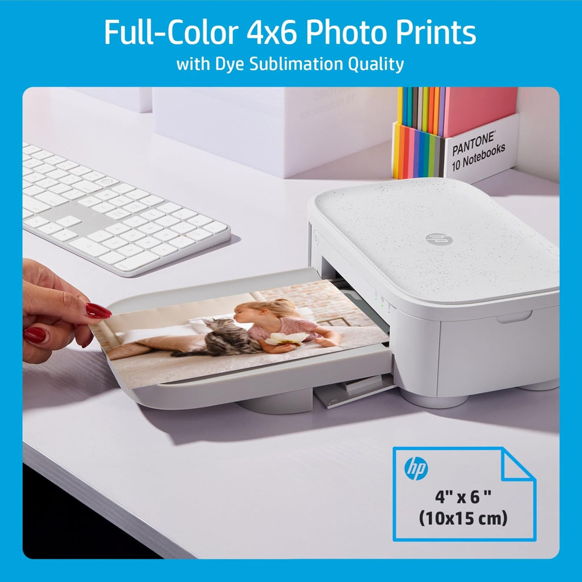HP Sprocket Studio Plus 4x6 (10.2x15.2 cm) Wireless Instant Photo Printer, Wi-Fi, Premium Dye-Sub, Vibrant Color Pictures, Bundle: Photo Album, Case, Photo Paper and Stickers, White