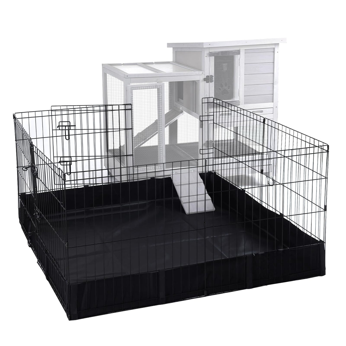 Indoor Rabbit Bunny Hutch Outdoor, Guinea Pig Cages with Removable Bottom Wire Netting - Easy Clean