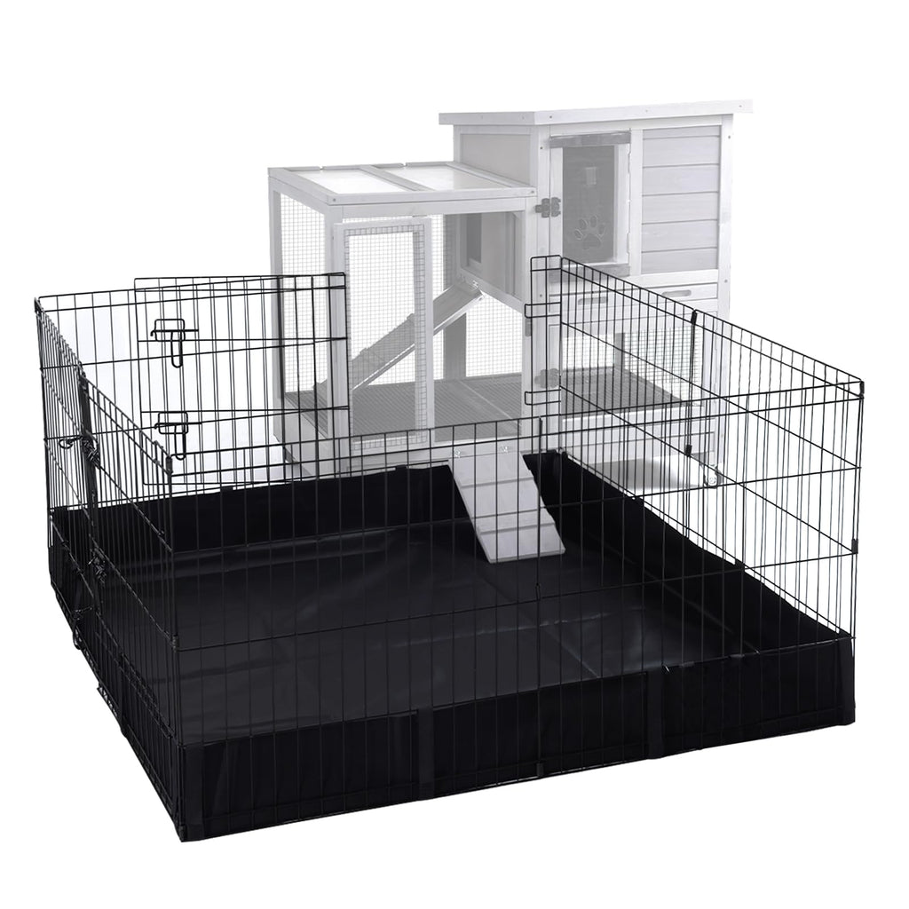 GUTINNEEN 2-Story Rabbit Hutch Indoor Bunny Cage Outdoor Guinea Pig House Wooden Small Animal Cage with Chew-Proof Ramp, Leak-Proof Tray, Lockable Wheels for 2-4 Rabbits, Guinea Pigs (Grey)