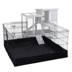 GUTINNEEN 2-Story Rabbit Hutch Indoor Bunny Cage Outdoor Guinea Pig House Wooden Small Animal Cage with Chew-Proof Ramp, Leak-Proof Tray, Lockable Wheels for 2-4 Rabbits, Guinea Pigs (Grey)