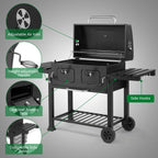 Outvita Extra Large Charcoal BBQ Grill, Two Individual Charcoal Tray