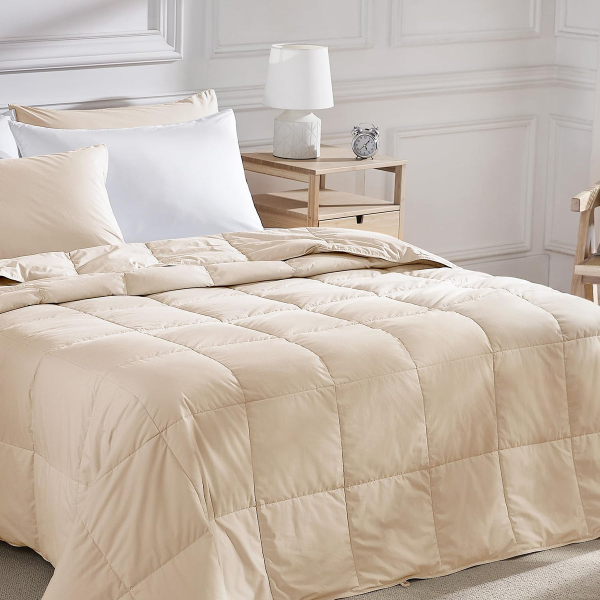Pacific Coast Lightweight Goose Feather Down Fiber Comforters King Size, Summer Duvet Insert, Ultra Soft, Breathable, Hotel Luxury Bedding Comforter with 8 Tabs, White, 106 x 90 inches