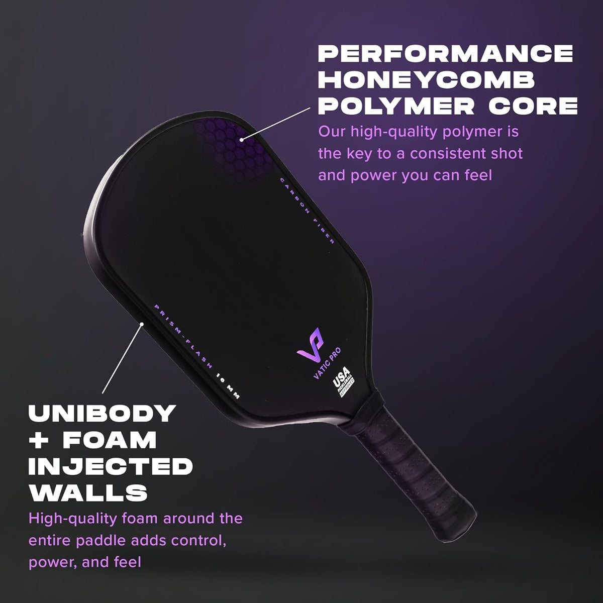 Vatic Pro Prism Carbon Fiber 16mm - Foam Injected Walls - Includes Paddle Cover