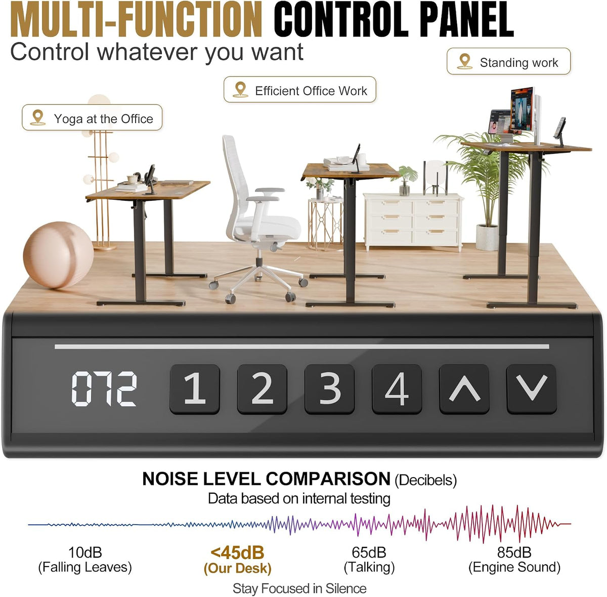 Furmax 45 Inches Electric Standing Desk, Home Office Desk with Phone Holder